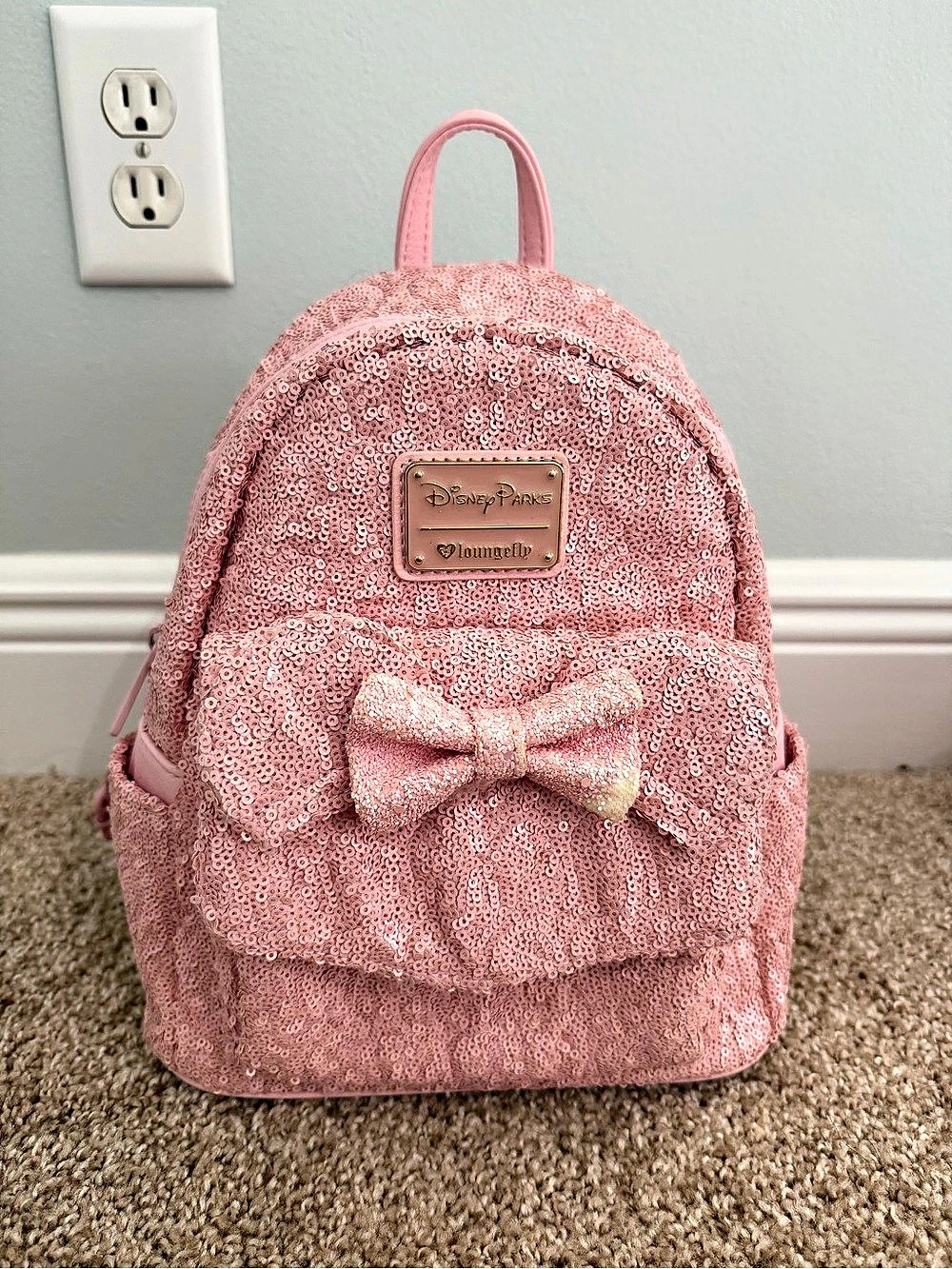 Loungefly Disney Parks Minnie Mouse Imagination Pink Sequin Mini Backpack Pink